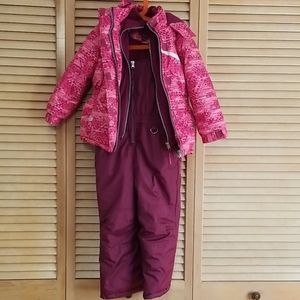 Pink Platinum Puffer Coat & Snow Bib Set